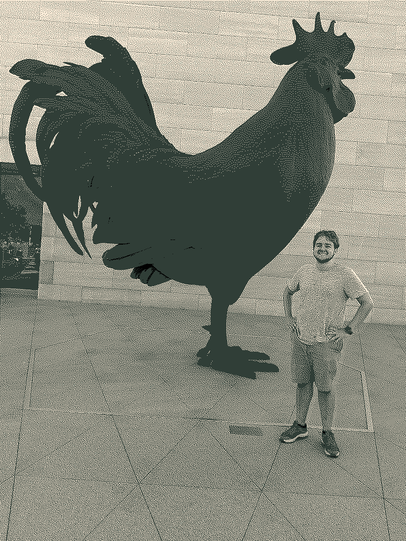 Me (right) with a large rooster